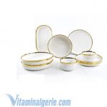 طقم تقديم الطعام من السيراميك الفاخر 21 قطعة .