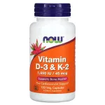 NOW Foods, Vitamines D-3 et K-2, 120 capsules
