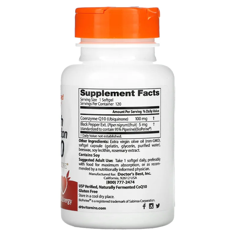 Coenzyme Q10 avec BioPerine, 100 mg, 120 gélules – Image 2