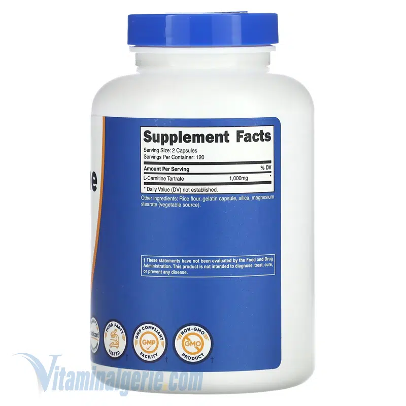 Nutricost, Tartrate de L-Carnitine, 1 000 mg, 240 gélules